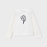 Maglietta maniche lunghe fiore blu