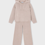 Completo maglia beige a costine bambina Mayoral